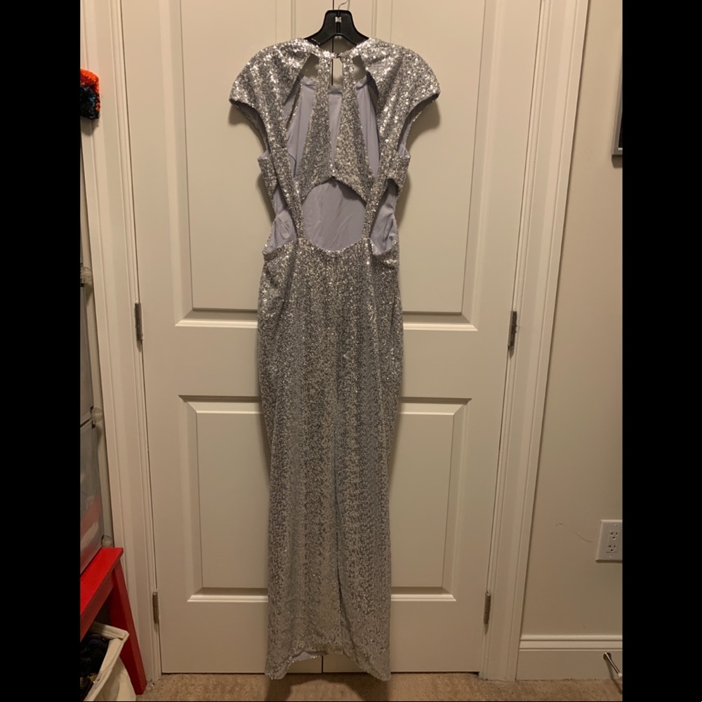 Topshop Silver Sequin Gown - Picture 6 of 11